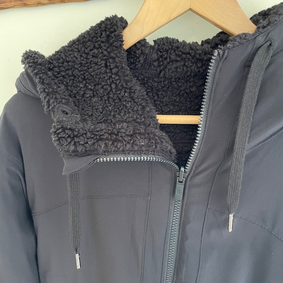 Lululemon | Black Reversible Fleece Hoodie Jacket Coat Size 6 - Picture 4 of 15
